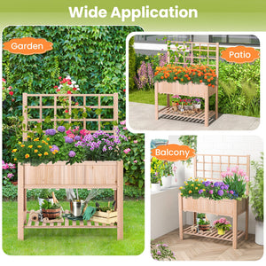Raised Garden Bed Elevated Wooden Planter Box with Trellis view 9