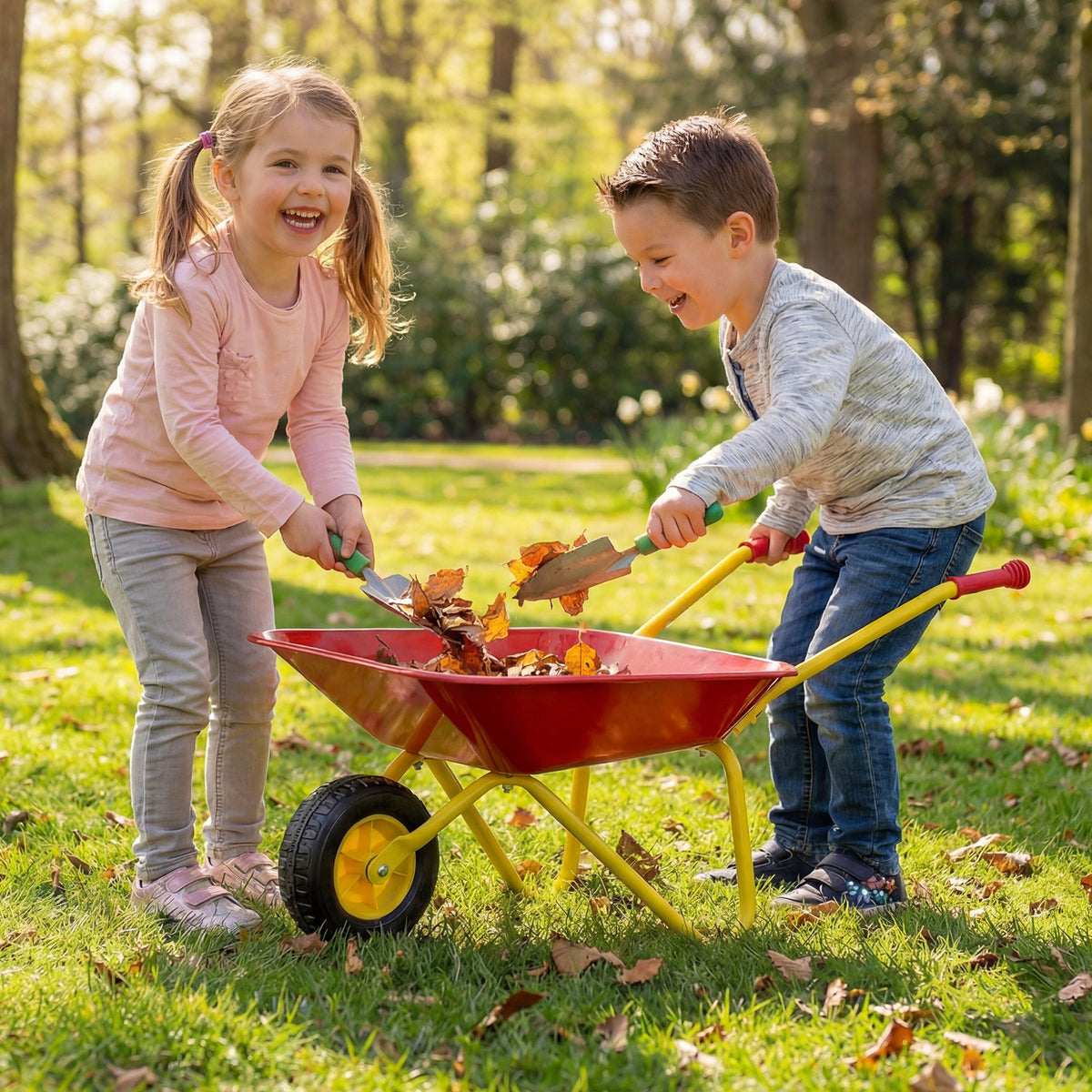 Kids Wheelbarrow with All-Terrain Wheels-Red view 6