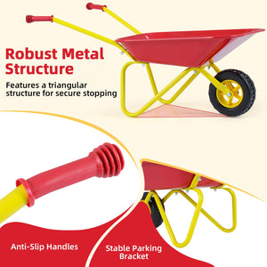 Kids Wheelbarrow with All-Terrain Wheels-Red view 8