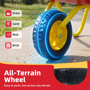 Kids Wheelbarrow with All-Terrain Wheels-Red view 9