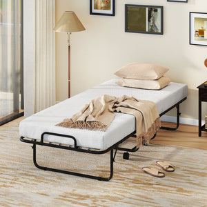 Cot Size Folding Bed Frame with Memory Foam Mattress and Metal Frame view 3