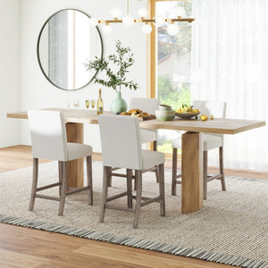 Counter Height Bar Stools Set of 2 with Back and Footrest-Beige view 9