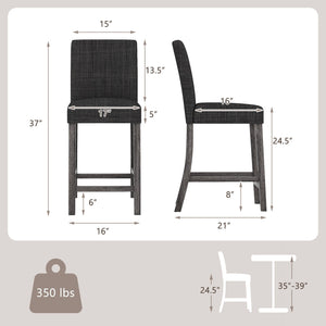 Counter Height Bar Stools Set of 2 with Back and Footrest-Gray view 4