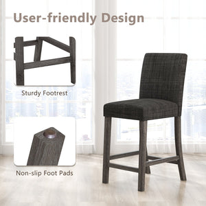 Counter Height Bar Stools Set of 2 with Back and Footrest-Gray view 8