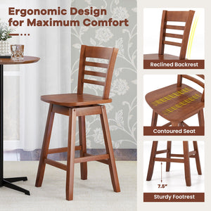 Counter Height Barstools Set of 2 with Footrest for Kitchen Island Bar-Walnut view 5