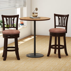 Counter Height Swivel Bar Stools Set of 2 with Back and Solid Rubber Frame-24 view 2