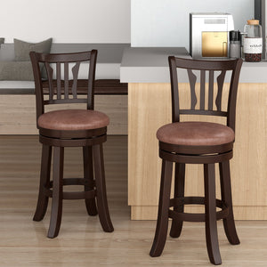 Counter Height Swivel Bar Stools Set of 2 with Back and Solid Rubber Frame-24 view 3