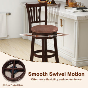Counter Height Swivel Bar Stools Set of 2 with Back and Solid Rubber Frame-24 view 5