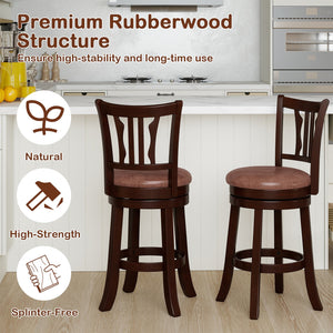 Counter Height Swivel Bar Stools Set of 2 with Back and Solid Rubber Frame-24 view 7
