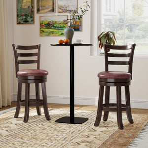 Counter Height Swivel Barstools Set of 2 with Faux Leather Seat and Wrap-around Footrest-24 view 3