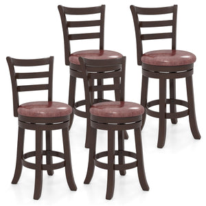 Counter Height Swivel Barstools Set of 2 with Faux Leather Seat and Wrap-around Footrest-24 view 4