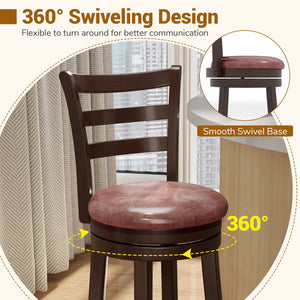Counter Height Swivel Barstools Set of 2 with Faux Leather Seat and Wrap-around Footrest-24 view 6