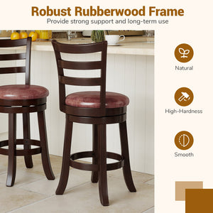 Counter Height Swivel Barstools Set of 2 with Faux Leather Seat and Wrap-around Footrest-24 view 8