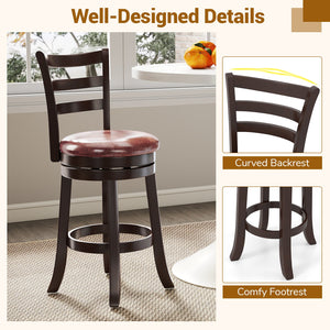Counter Height Swivel Barstools Set of 2 with Faux Leather Seat and Wrap-around Footrest-24 view 9