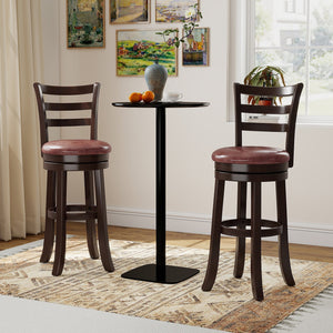 Counter Height Swivel Barstools Set of 2 with Faux Leather Seat and Wrap-around Footrest-29 view 3