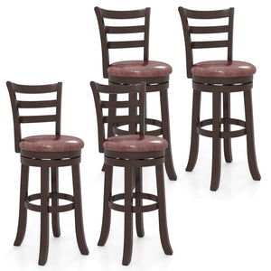Counter Height Swivel Barstools Set of 2 with Faux Leather Seat and Wrap-around Footrest-29 view 4