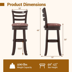 Counter Height Swivel Barstools Set of 2 with Faux Leather Seat and Wrap-around Footrest-29 view 5