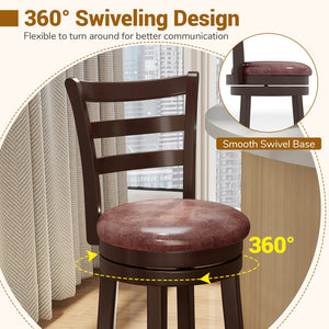Counter Height Swivel Barstools Set of 2 with Faux Leather Seat and Wrap-around Footrest-29 view 6