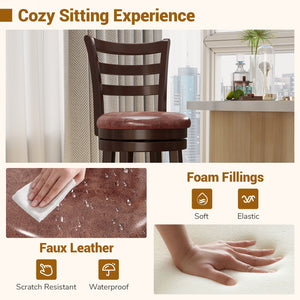 Counter Height Swivel Barstools Set of 2 with Faux Leather Seat and Wrap-around Footrest-29 view 7