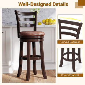 Counter Height Swivel Barstools Set of 2 with Faux Leather Seat and Wrap-around Footrest-29 view 9