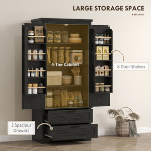 Farmhouse Kitchen Pantry Storage Cabinet, 64" Freestanding Kitchen Pantry Cabinet with Drawers – view 4