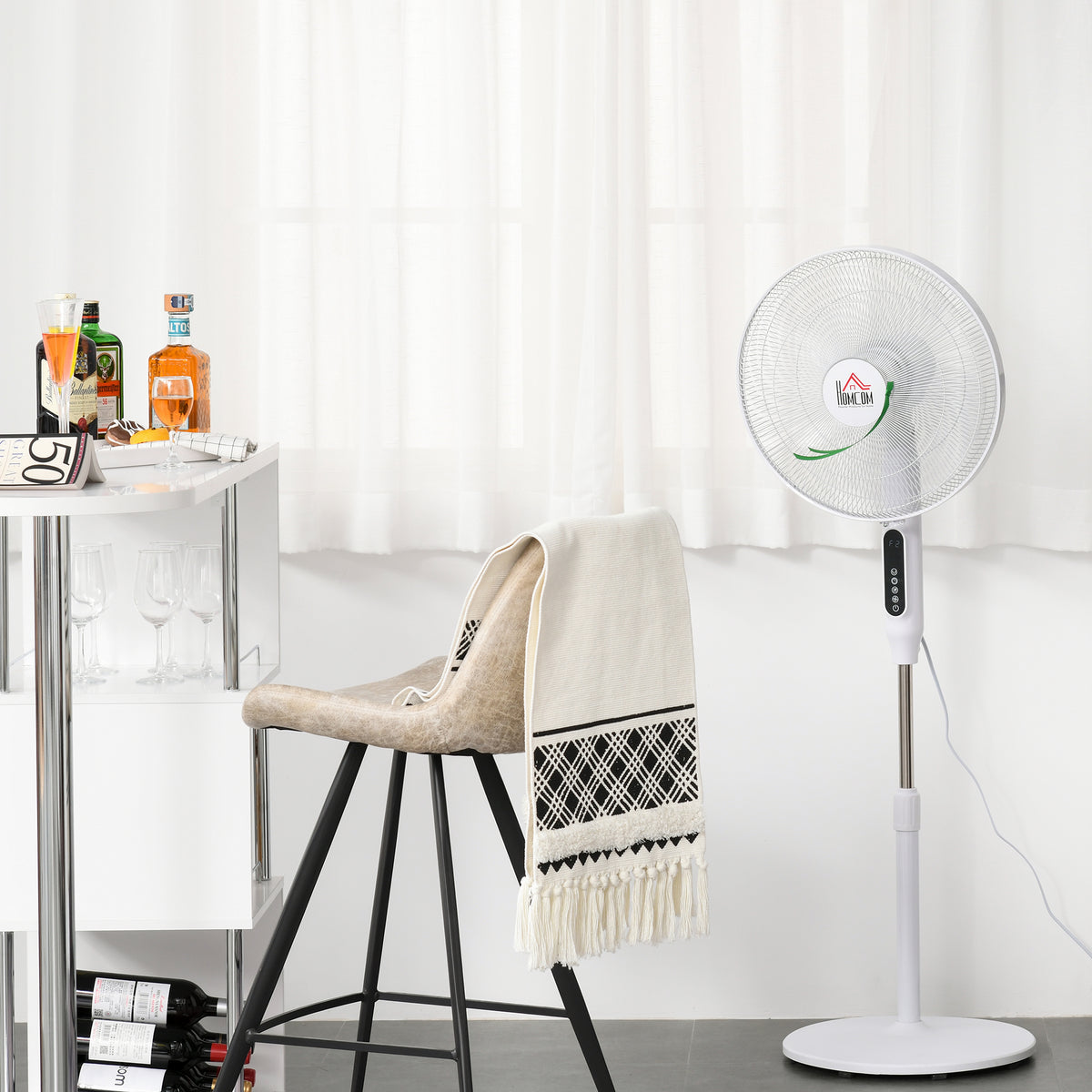Standing Floor Fan with Remote Control, Stand Up Cooling Fan, Tall Pedestal Electric Fan for Home Bedroom – view 7
