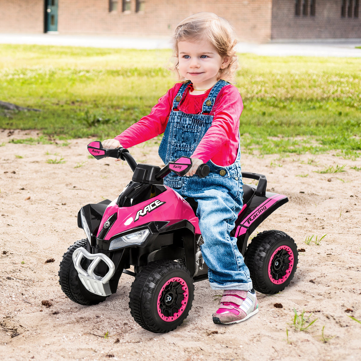 Aosom No Power Baby Ride on Toy for Toddler, Kids Ride on Car Foot to Floor Sliding 4 Wheels  with Music, Lightening, for 18-36 Months
