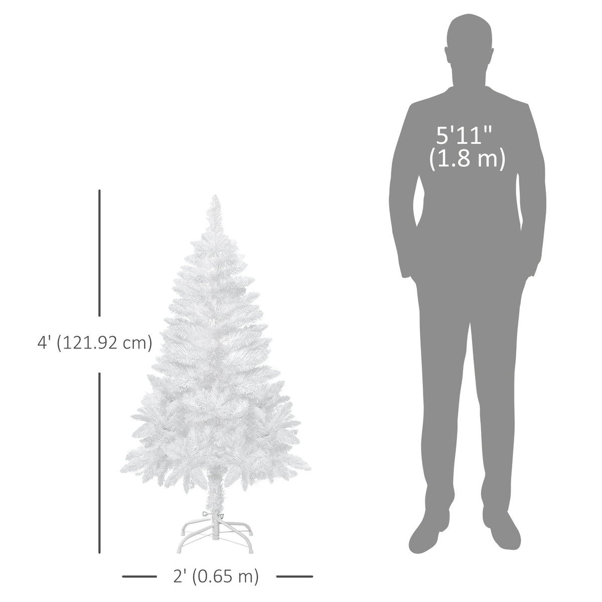 4ft Artificial Christmas Tree with Pine Realistic Branches, Auto Open, for Indoor Decoration, White – view 2