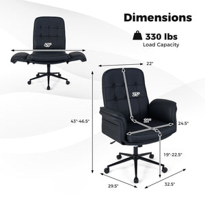 Criss Cross Chair Adjustable Swivel Vanity Chair with 5-Position Armrests-Black view 5