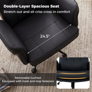 Criss Cross Chair Adjustable Swivel Vanity Chair with 5-Position Armrests-Black view 7