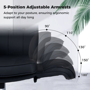 Criss Cross Chair Adjustable Swivel Vanity Chair with 5-Position Armrests-Black view 8