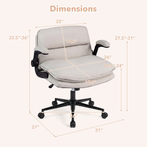 Criss Cross Chair on Wheels with Flip-up Arms Adjustable Height-Beige view 4