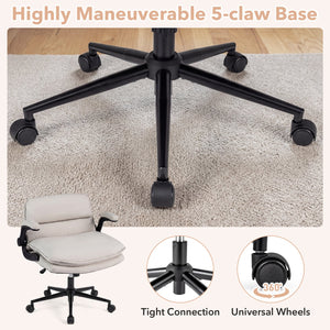 Criss Cross Chair on Wheels with Flip-up Arms Adjustable Height-Beige view 8