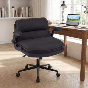 Criss Cross Chair on Wheels with Flip-up Arms Adjustable Height-Gray view 2