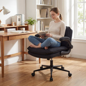 Criss Cross Chair on Wheels with Flip-up Arms Adjustable Height-Gray view 3