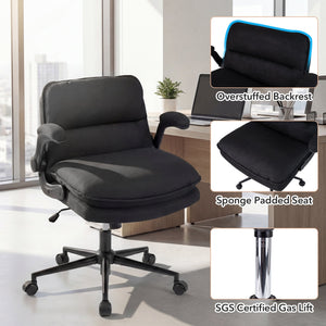 Criss Cross Chair on Wheels with Flip-up Arms Adjustable Height-Gray view 9