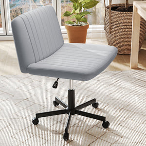 Criss Cross Chair with Wheels Cross-Legged Swivel Desk Chair with Soft-Padded Wide Seat-Gray view 3