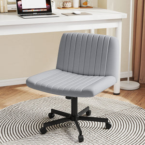 Criss Cross Chair with Wheels Cross-Legged Swivel Desk Chair with Soft-Padded Wide Seat-Gray view 4