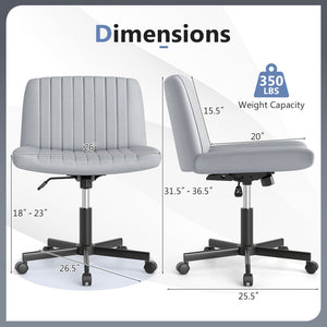 Criss Cross Chair with Wheels Cross-Legged Swivel Desk Chair with Soft-Padded Wide Seat-Gray view 5