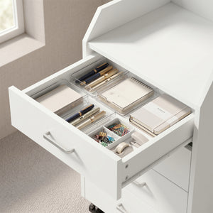 4-Drawer Vertical Mobile Filing Cabinet, File Cabinet with Lockable Wheels for Home Office, White