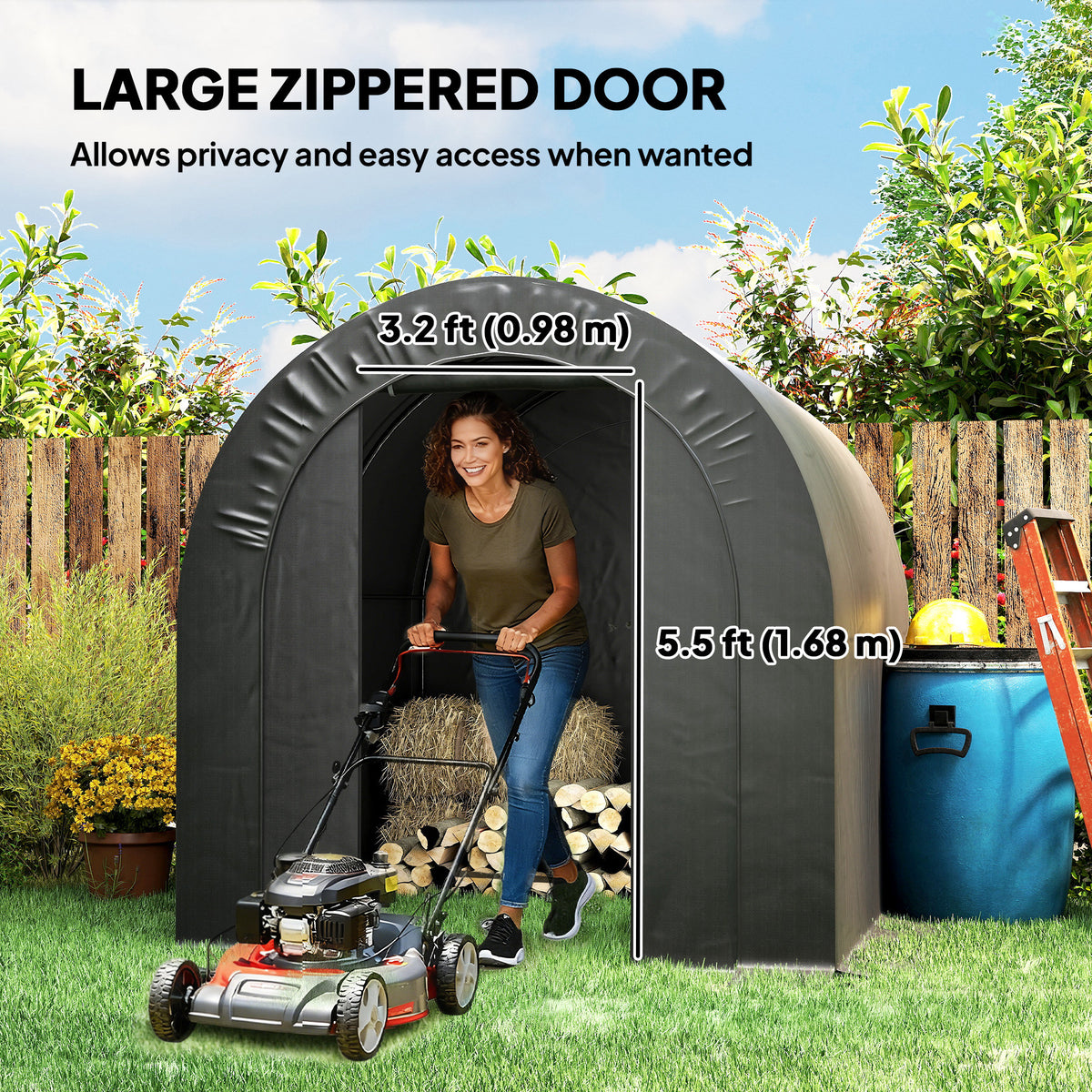 5' x 8' Outdoor Storage Shed, Heavy Duty Galvanized Steel Portable Shed for Bike, Motorcycle, Garden Tools – view 19