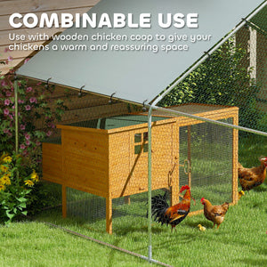 Metal Chicken Coop, 9.8 x 5.6 FT Walk-in Chicken Run with Cover, Lockable Door, Outdoor Poultry Cage for 5-8 Chickens