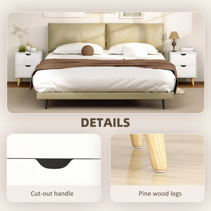 Modern Bedside Table, Nightstand with 2 Drawers and Pine Wood Legs for Bedroom, Living Room, White – view 26