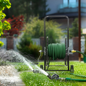 98 ft of 5/8" Hose Reel Cart (Hose Not Included), Garden Water Hose Carts with Wheels for Yard, Lawn, Black – view 7