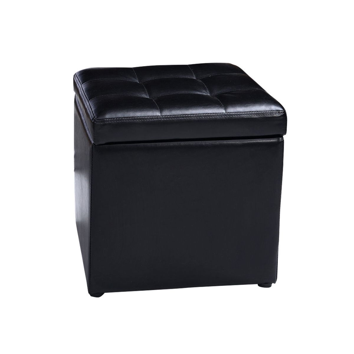 Foldable Cube Ottoman Pouffe Storage Seat-Black