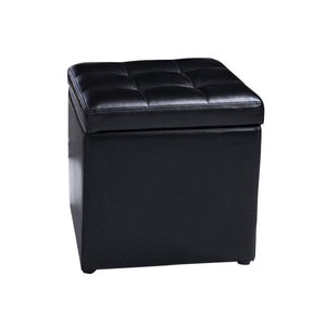 Foldable Cube Ottoman Pouffe Storage Seat-Black