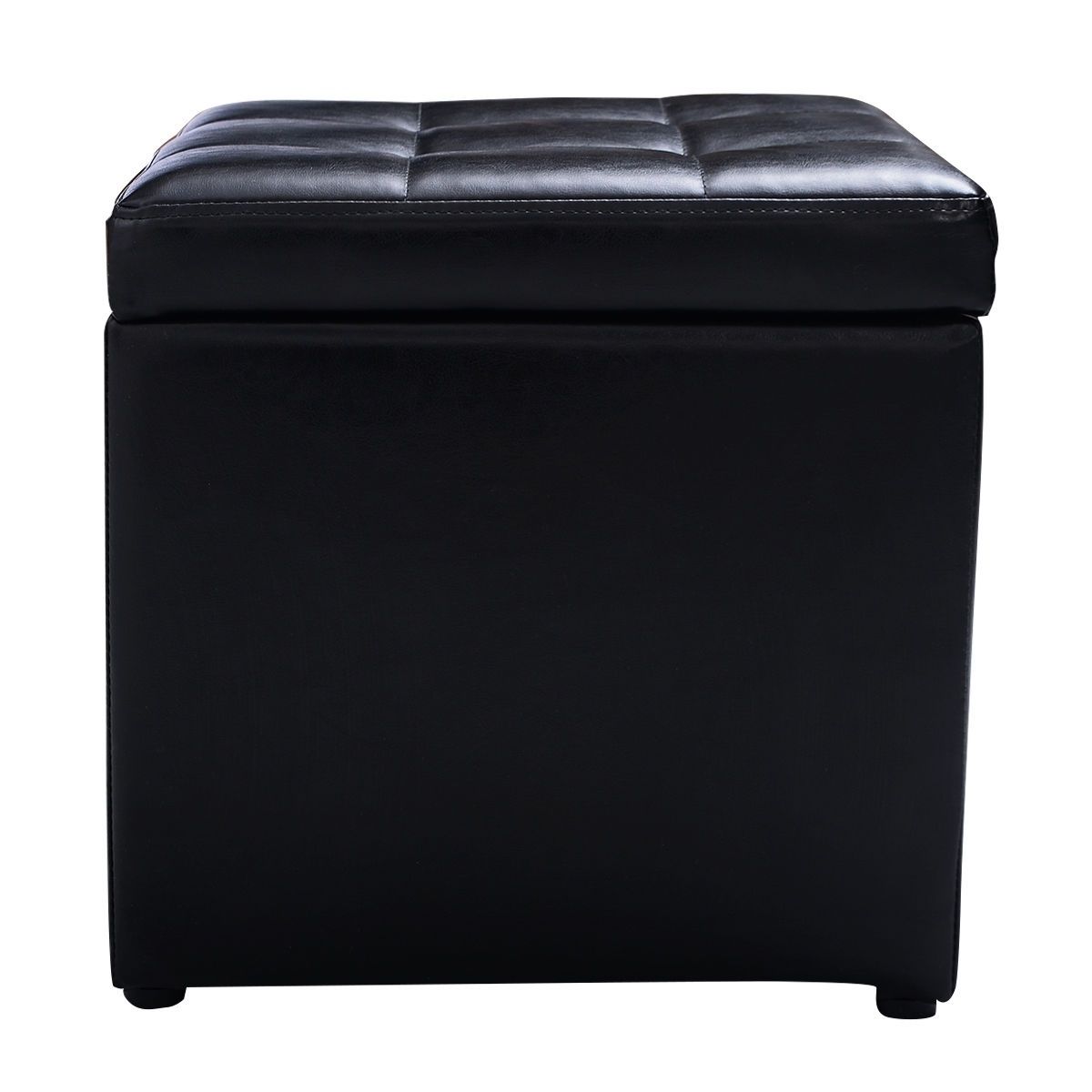 Foldable Cube Ottoman Pouffe Storage Seat-Black view 6