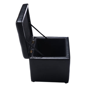 Foldable Cube Ottoman Pouffe Storage Seat-Black view 7