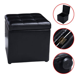 Foldable Cube Ottoman Pouffe Storage Seat-Black view 8