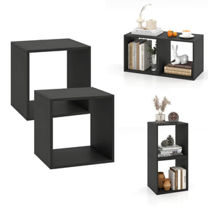Cube Storage Organizer Set of 2 for Living Room Bedroom Study-Black view 3